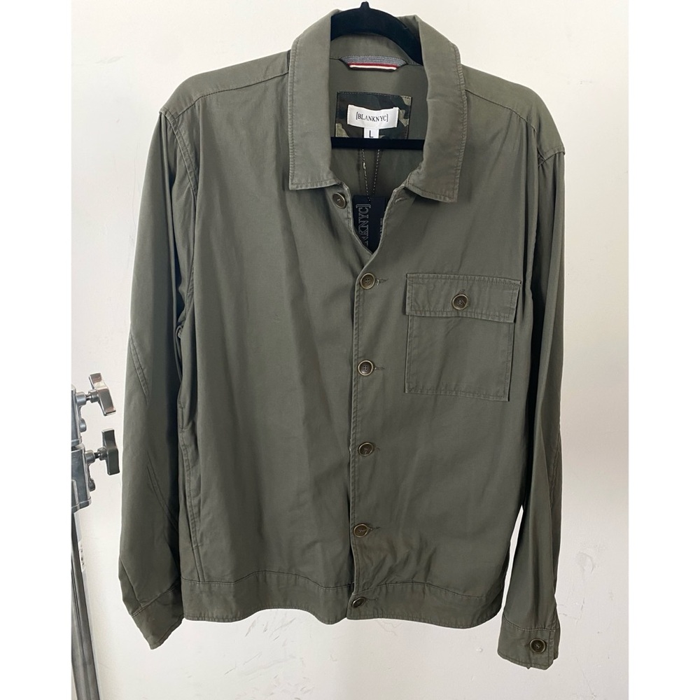 Blank NYC new with tags army olive green button up coat men's size large